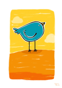 Oiseau bleu joyeux sur fond chaud et lumineux